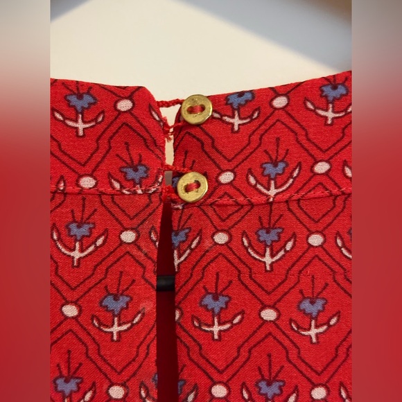 Ulla Johnson Red Blue Floral Paisley Silk Bohemian Blouse Size 0-2 - Picture 8 of 9
